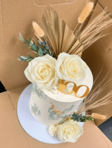 Floral & Gold Leaf Cake by Rosie Bakes