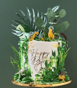 Edible Gold Leaf Dinosaur Cake